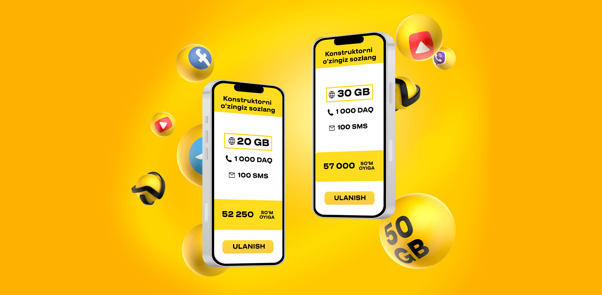 Konstruktor. Tarif rejasiga ulanish mavjud emas