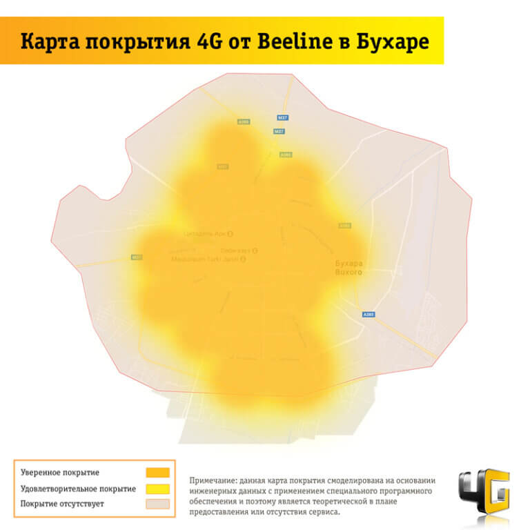 Карта покрытие beeline 4g